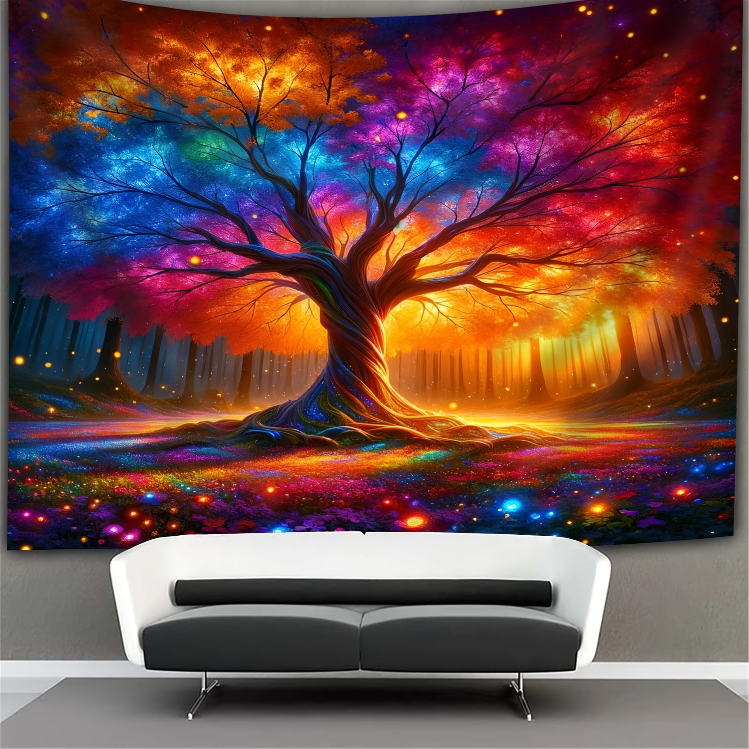 Large Size Magic Life Tree UV Black Light Fluorescent Tapestry Aesthetic Hanging Tapestry For Home Bedroom Office Living Room Decor WithFree Additions_voghion.com
