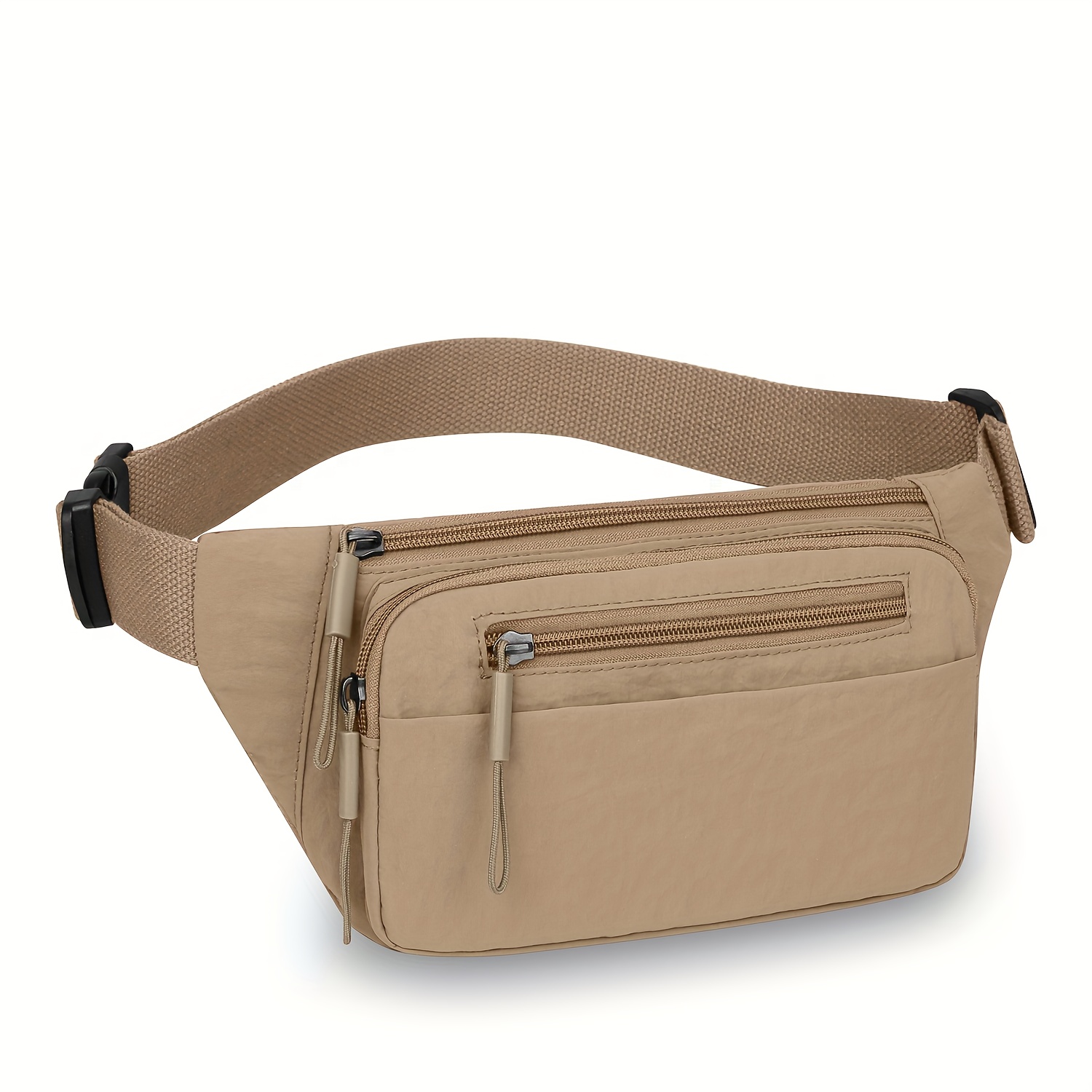 Unisex Canvas Multi Zipper Fanny Pack Adjustable Waist Belt Bag Outdoor Sports Casual Travel Crossbody Hip Sling Pouch_voghion.com