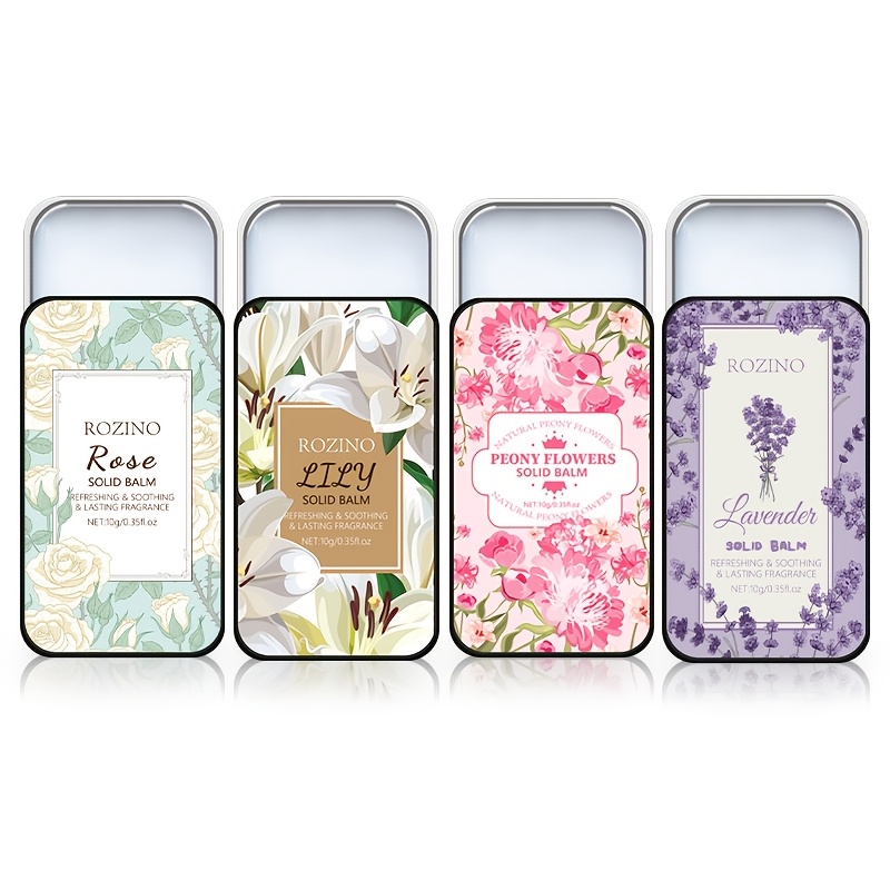 Solid Perfume Set With Floral Scents Lavender Lily Peony Rose_voghion.com