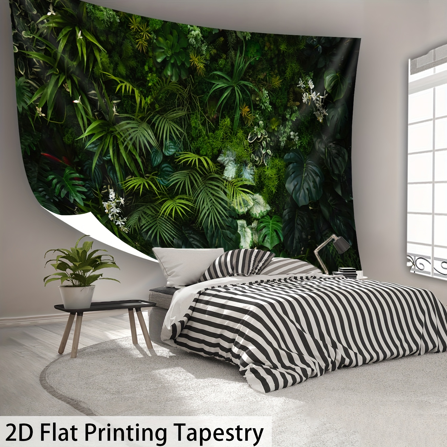 Ultra Large Size- Vibrant Tropical Plants - HD Digital Printing Huge Tapestry- Polyester- Home Decoration- With Free Hanging Clips, 2D Flat_voghion.com