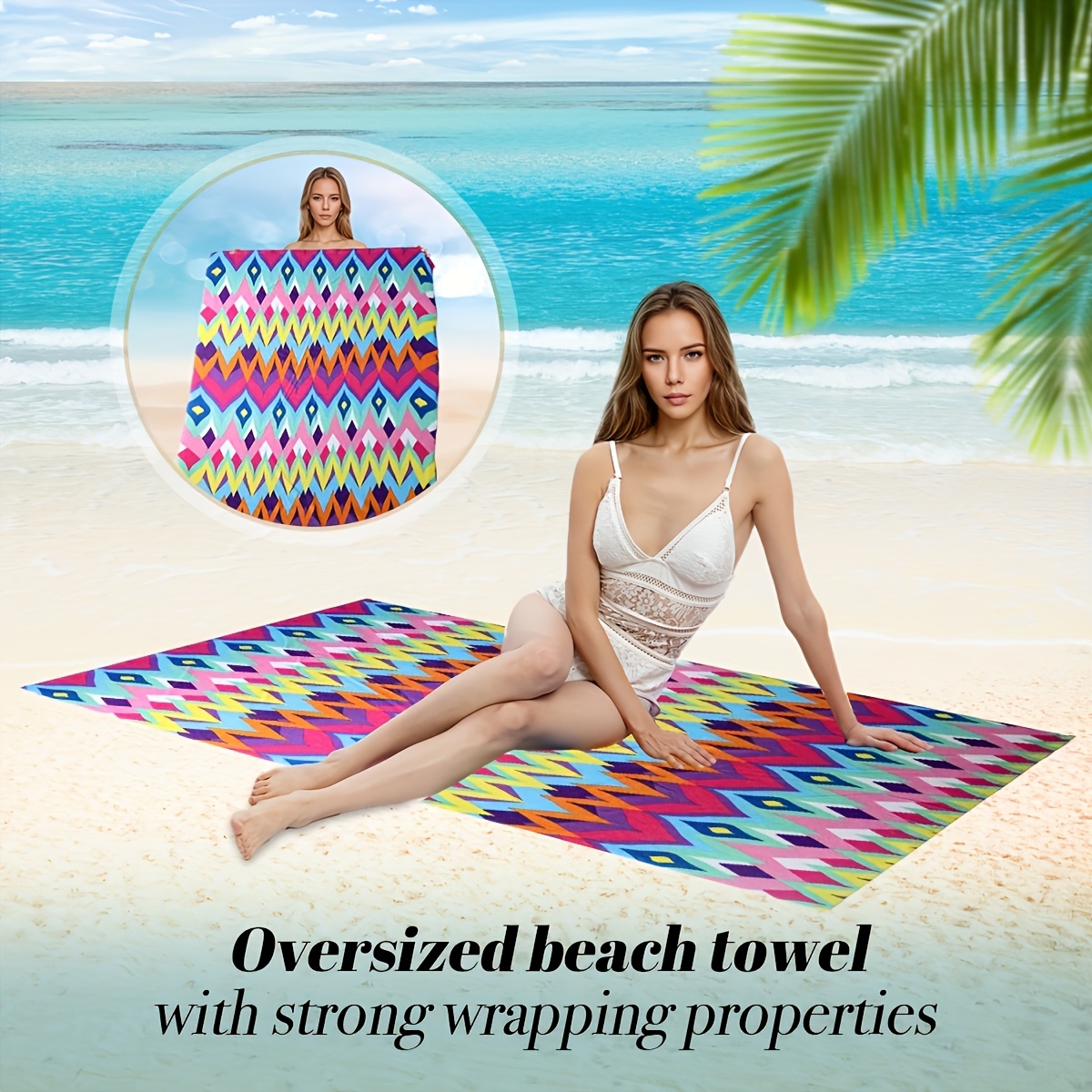 Oversized Microfiber Beach Towel Soft, Lightweight, Quick-Dry Towel With Fun Prints LargeBeach Blanket For Swimming, Pool, Travel, And Outdoor Use_voghion.com