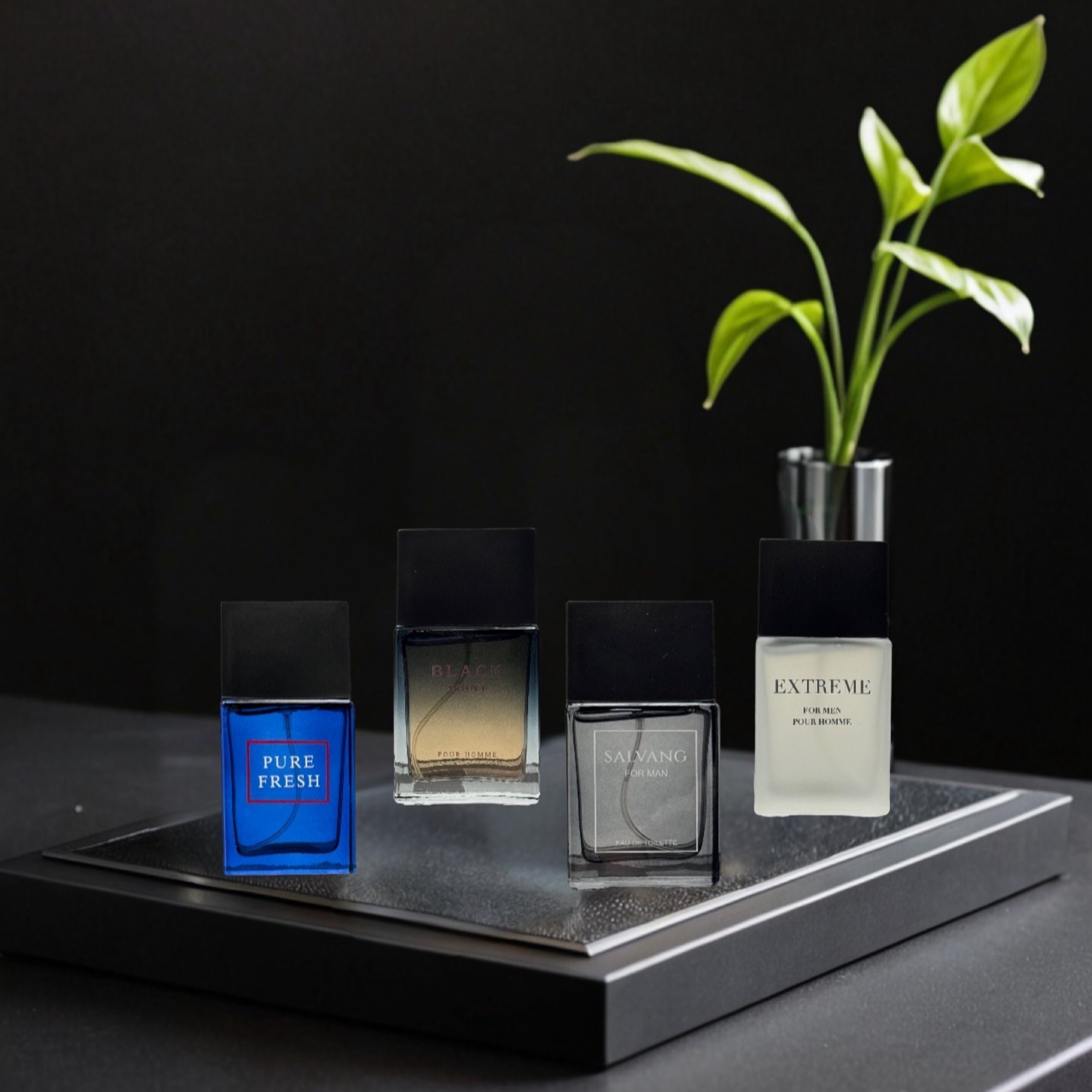 Men's 4pcs Set - Citrus Scent, Alcohol-Based, BPA-Free, 1.02fl.oz 30ml Each, Perfume Holder, Travel Coffret Set,_voghion.com