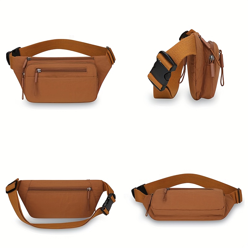 Unisex Canvas Multi Zipper Fanny Pack Adjustable Waist Belt Bag Outdoor Sports Casual Travel Crossbody Hip Sling Pouch_voghion.com