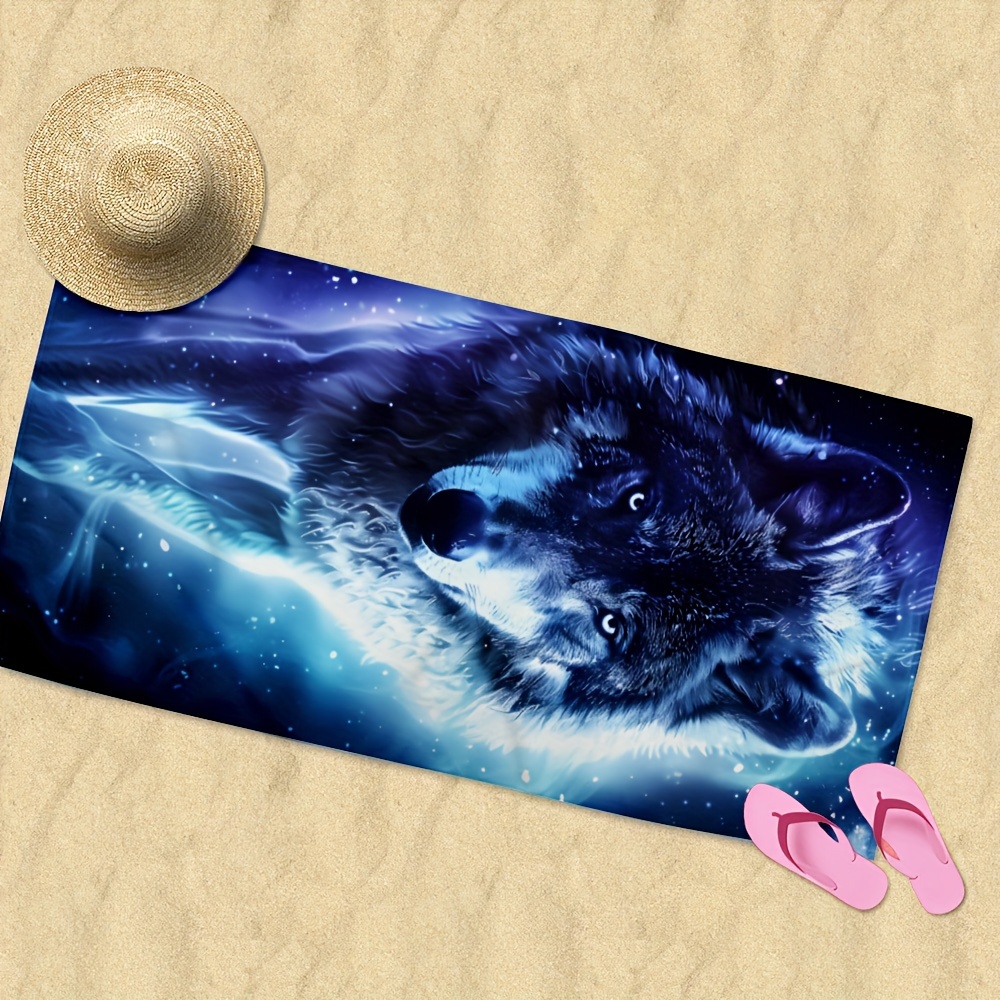 Tailles disponibles, serviette de plage à motif loup, serviette douce en microfibre absorbante et légère, idéale pour le camping et les voyages, accessoires de plage, cadeau indispensable pour les vacances !_voghion.com
