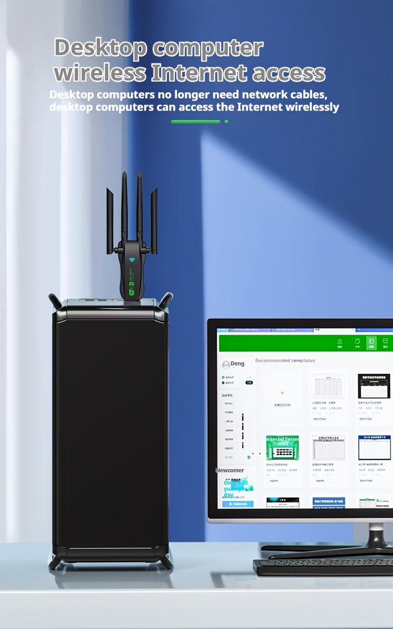 Wireless Network Card, 1300M, Dual-Band Concurrent 5.8G/2.4G, High-Speed Internet, Stable Connection, No Drivers Needed,_voghion.com