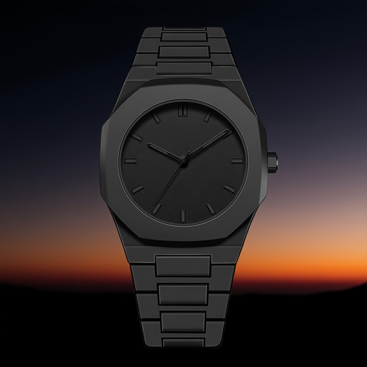 A Single Piece Of Minimalist Modern Black Quartz Watch Suitable For Both Men And Women, Featuring An Adjustable Strap_voghion.com