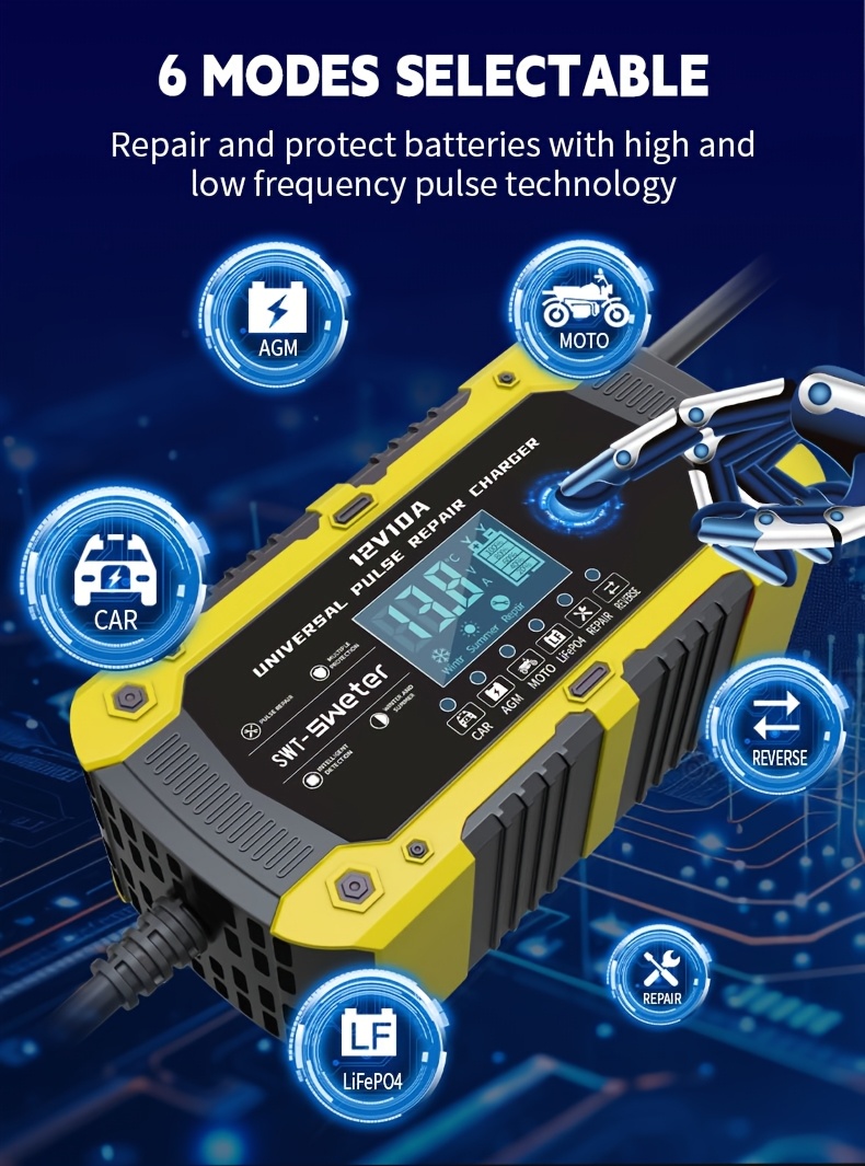 Intelligent digital display showing voltage, current, and temperature readings