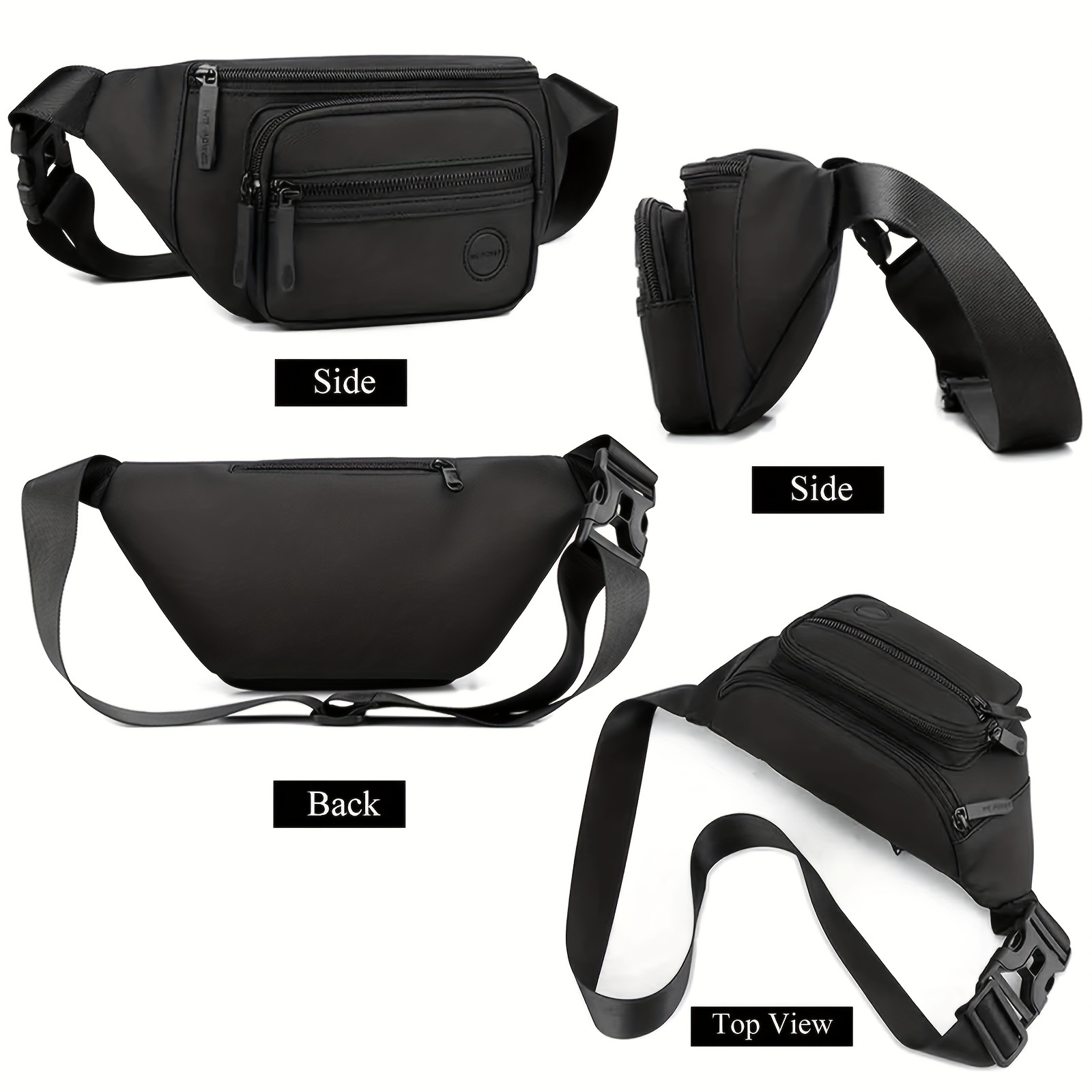 Leichte Herren-Bauchtasche aus wasserabweisendem Nylon mit mehreren Fächern, verstellbarem Gürtel, ideal für Sport, Reisen und den täglichen Weg zur Arbeit._voghion.com