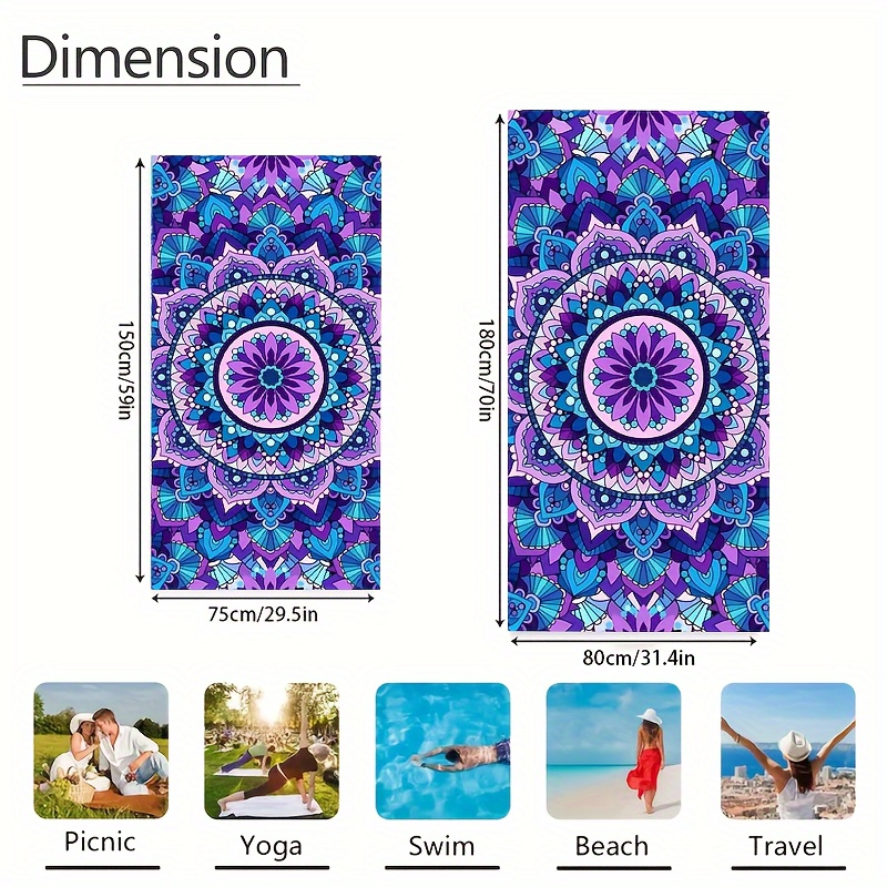 1pc Bohemian Sand Beach Towel - Quick-Dry Plaid Design For Sports, Travel, Swimming, Pool, Yoga And More_voghion.com