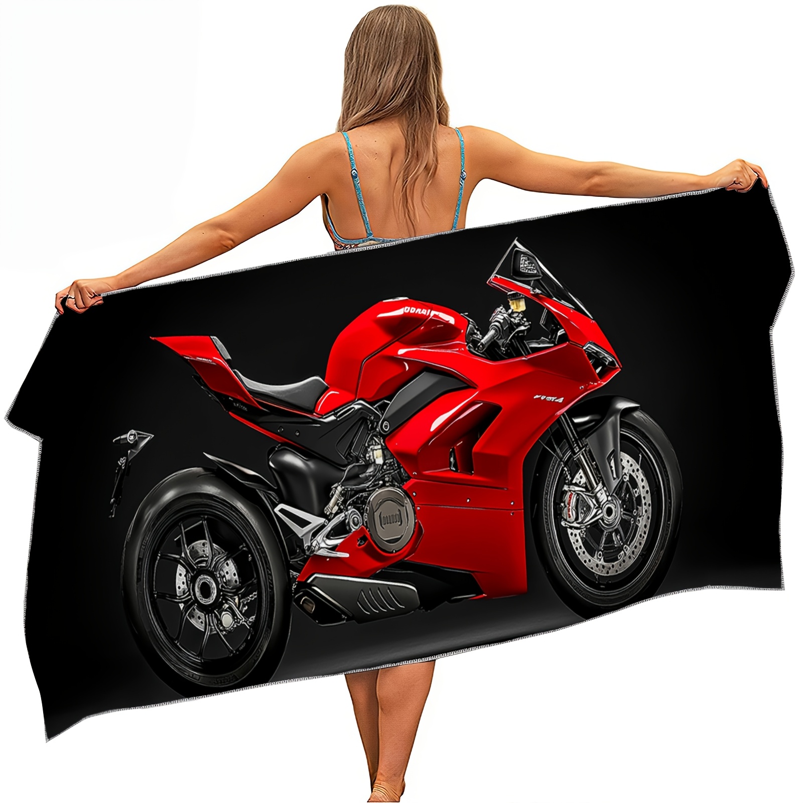 Serviette de plage en microfibre (1 pièce) rouge, noire, légère et absorbante, idéale pour le yoga, le tourisme, la natation, la plage, le fitness et le camping. Un cadeau parfait !_voghion.com
