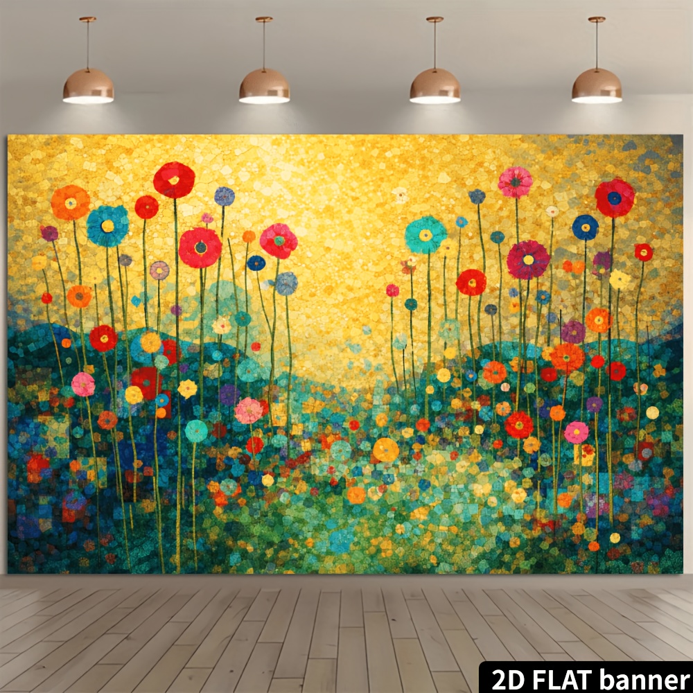 Multicolor Abstract Mosaic Wall Tapestry Warm Yellow Gradient Floral Geometric Hanging Cloth Durable For Indoor Outdoor Party Decor Photo Backdrop_voghion.com