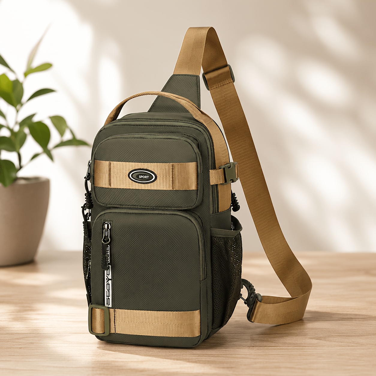 Wasserdichte Sling-Brusttasche für Herren, mehrere Fächer, leichte Outdoor-Umhängetasche_voghion.com