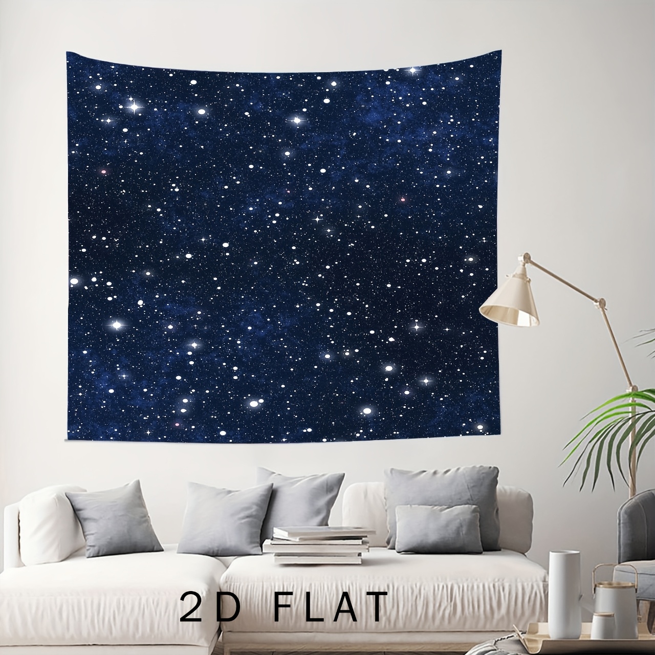 Outer Space Galaxy Tapestry Dark Blue Starry Night Sky Stars Moon Ceiling Fantasy Cosmic Universe Celestial Small Wall Hanging For Bedroom Dorm_voghion.com