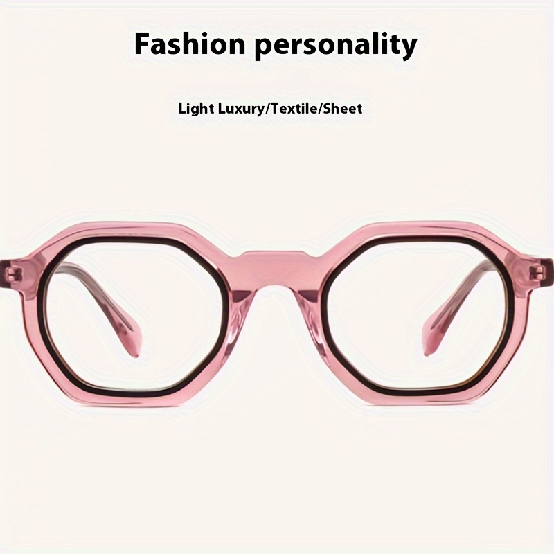 Fashionable Candy-Colored Polygon Glasses Frame - Non-Prescription, Metal-Free_voghion.com