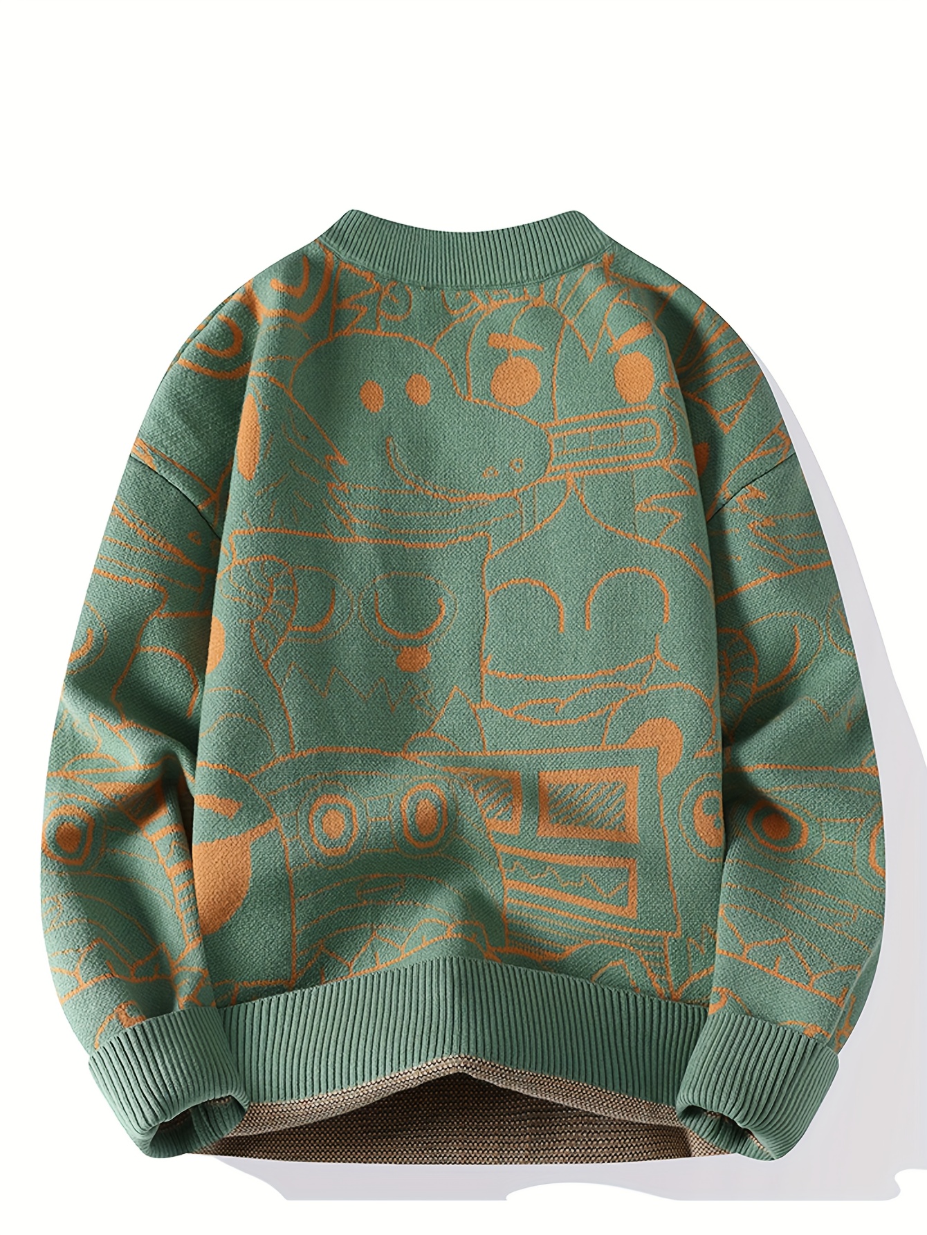 Maglione caldo e spesso in acrilico da uomo, cardigan invernale traspirante lavorato a maglia, adatto per abbigliamento casual, maglione comodo, maglione caldo,_voghion.com