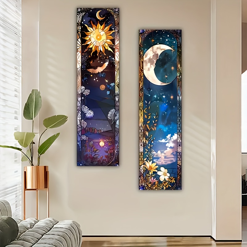 1pc Sun Moon Yoga Tapestry, Wall Hanging Meditation Yoga Mat Floral Starry Sky Tapestry Living Room Bedroom Dorm Decor Home Decoration_voghion.com