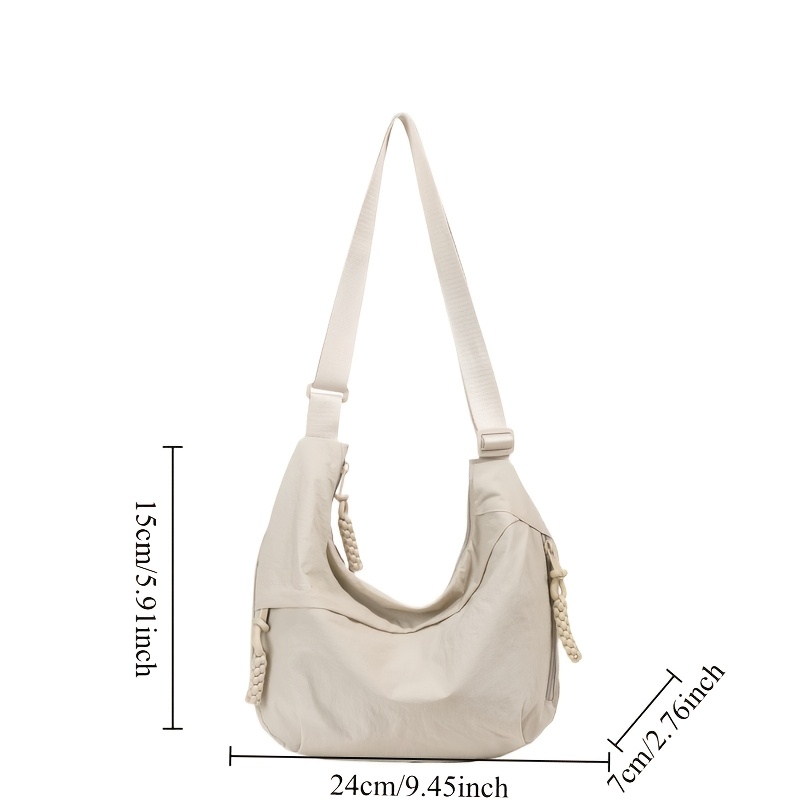 Borsa a tracolla da donna in tela intrecciata con nappine, tracolla larga regolabile, grande capacità, ideale per tutti i giorni, casual, da portare a spalla o a tracolla._voghion.com