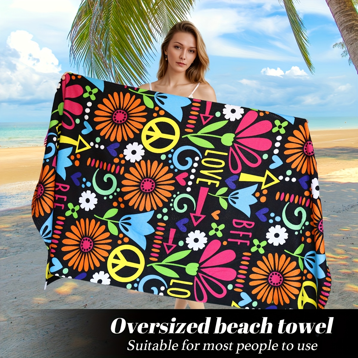 Oversized Microfiber Beach Towel Soft, Lightweight, Quick-Dry Towel With Fun Prints LargeBeach Blanket For Swimming, Pool, Travel, And Outdoor Use_voghion.com