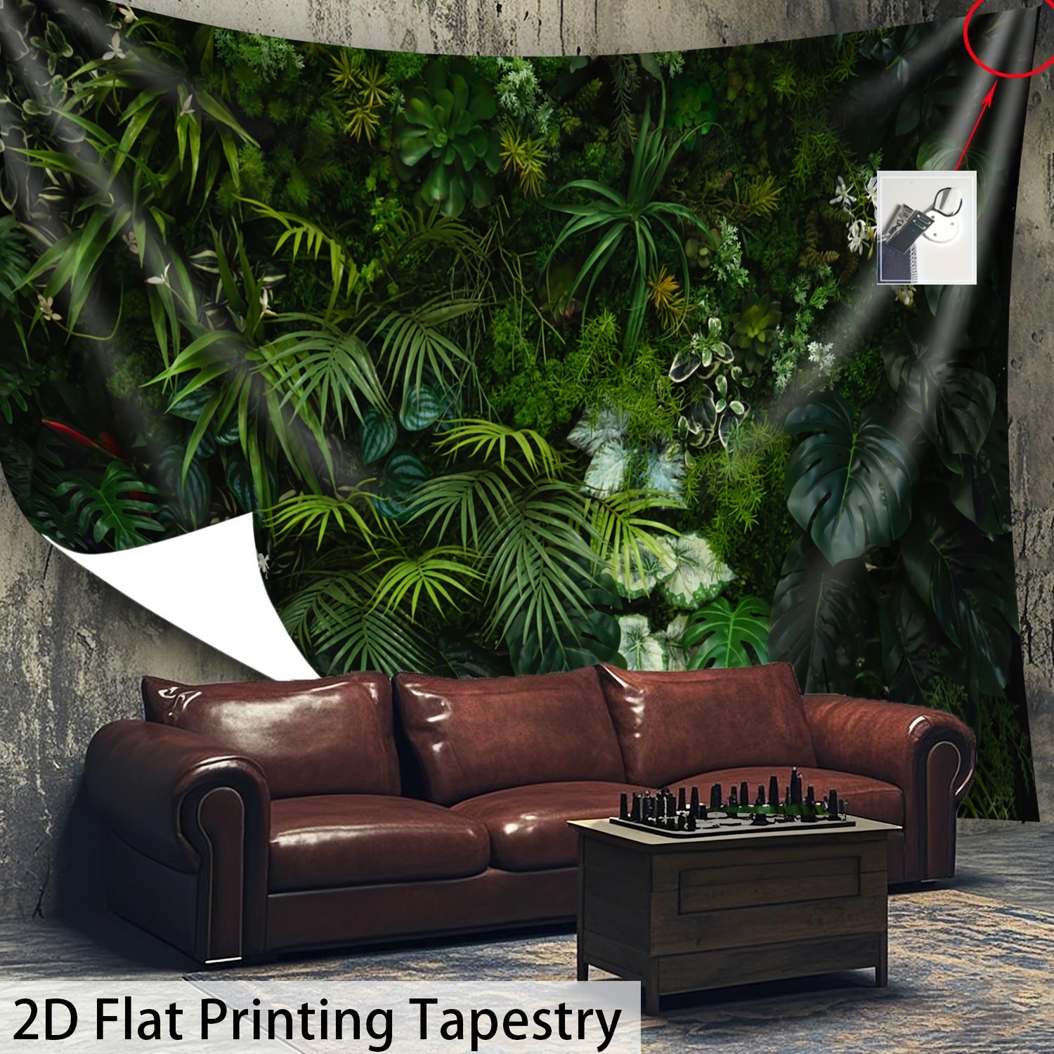 Ultra Large Size- Vibrant Tropical Plants - HD Digital Printing Huge Tapestry- Polyester- Home Decoration- With Free Hanging Clips, 2D Flat_voghion.com