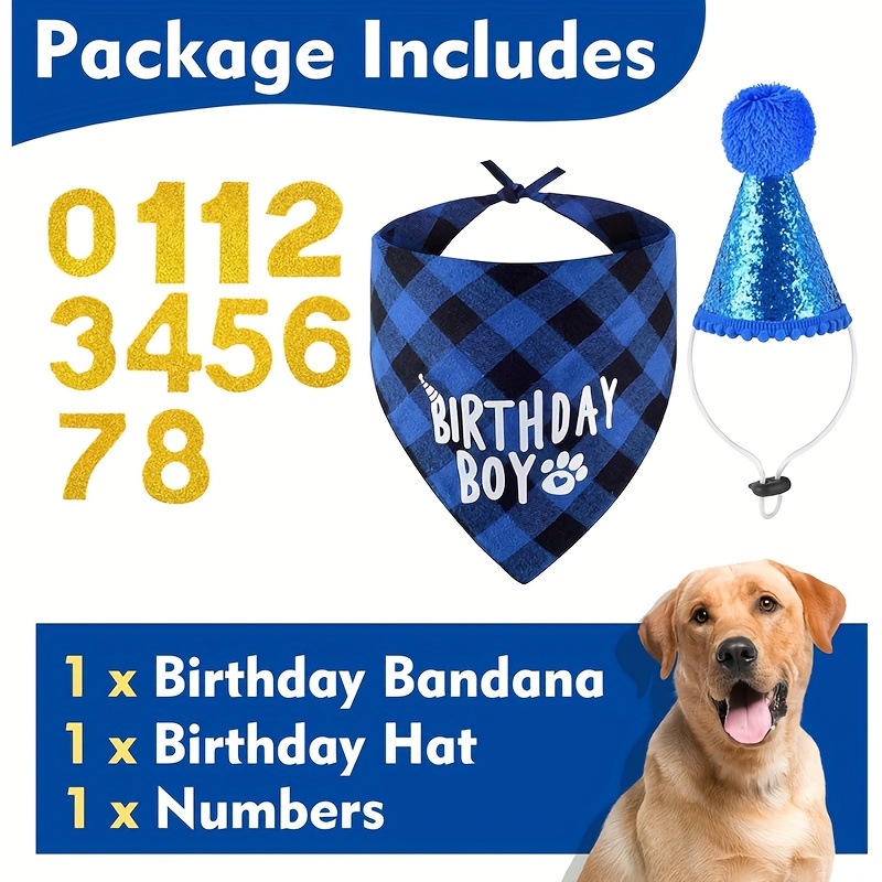 Set per il compleanno del cane, comprensivo di sciarpa e cappellino._voghion.com