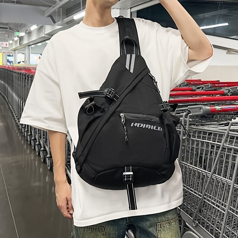 Aesthetic Techwear Triangle Chest Sling Backpack Unisex WaterproofFabric Multi ZipPocketCrossbodyBagLightweightOutdoorCommuteCyclingTravel ShoulderBag_voghion.com