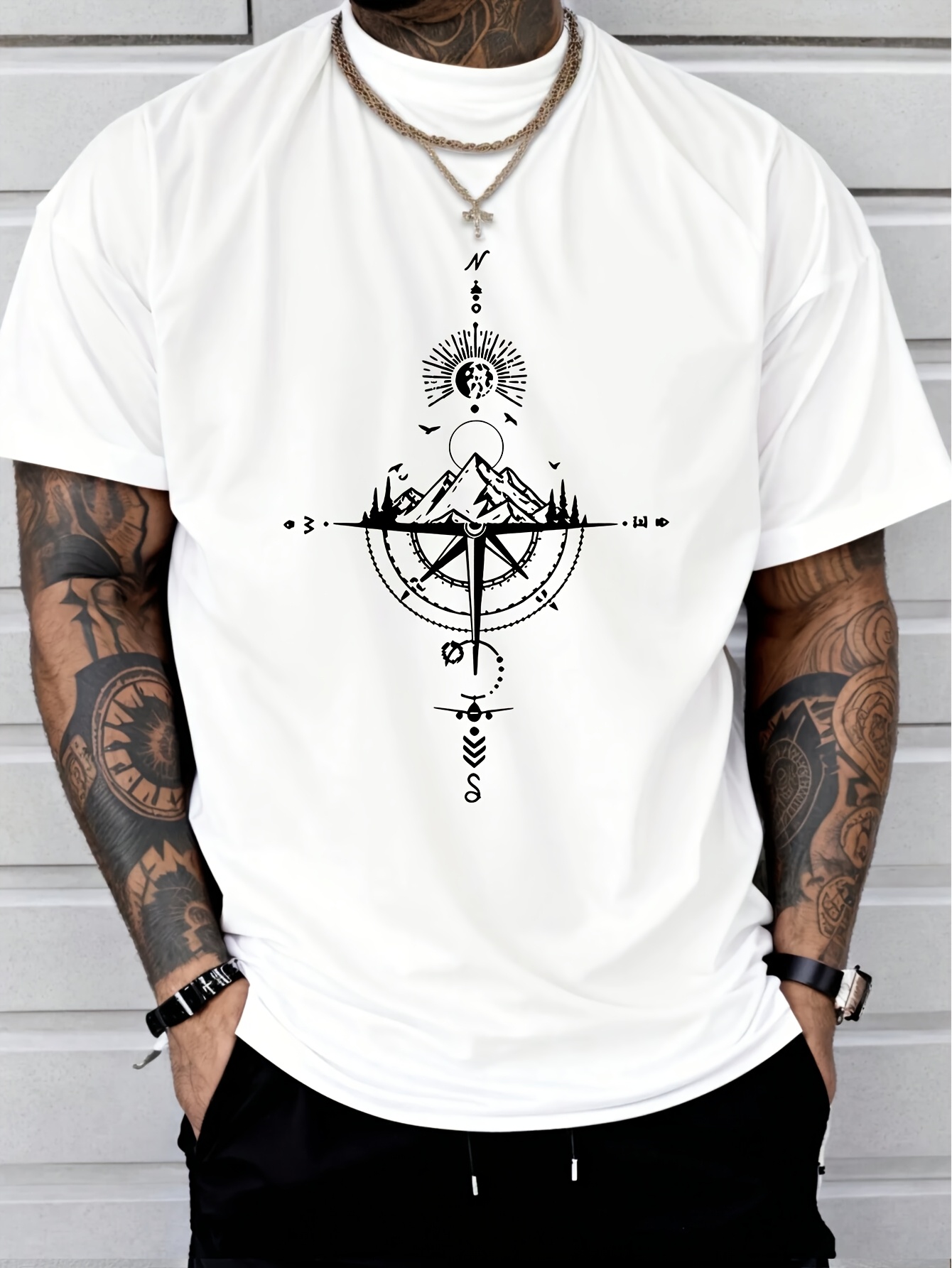 T-Shirt d'été en pur coton pour hommes, grande taille, décontracté, confortable, coupe ample, TeeTrendiges Herren Kurzarm Hemd Mit imprimé_voghion.com