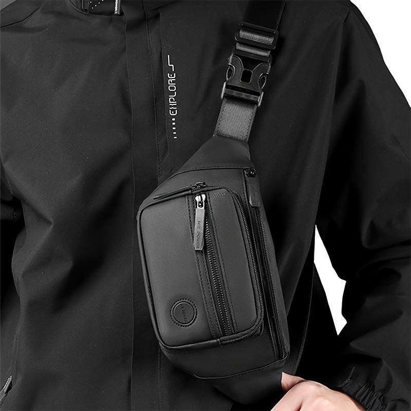 Leichte Herren-Bauchtasche aus wasserabweisendem Nylon mit mehreren Fächern, verstellbarem Gürtel, ideal für Sport, Reisen und den täglichen Weg zur Arbeit._voghion.com