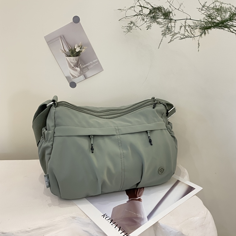 Leichte Nylon-Umhängetasche für Damen – Großes Fassungsvermögen, mehrere Fächer, verstellbarer Schultergurt, beige Tragetasche_voghion.com
