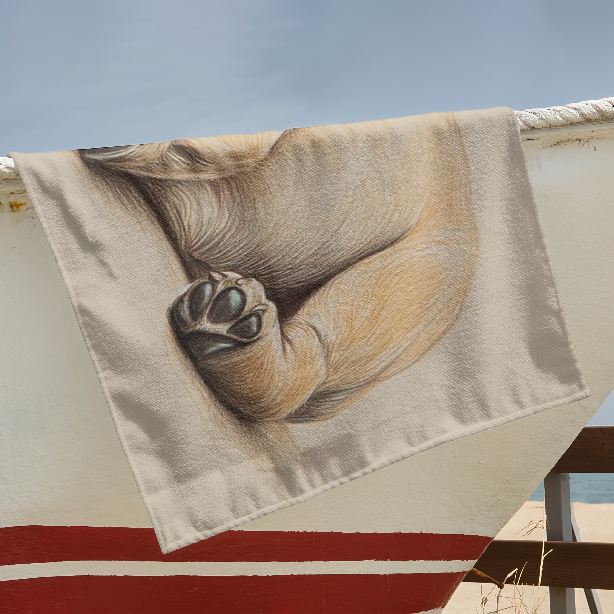 1pc Microfiber Beach Towel With Sleeping Pug Puppy Pattern Lightweight Absorbent Ideal For Yoga Travel Swimming Beach Fitness Camping Great Gift_voghion.com