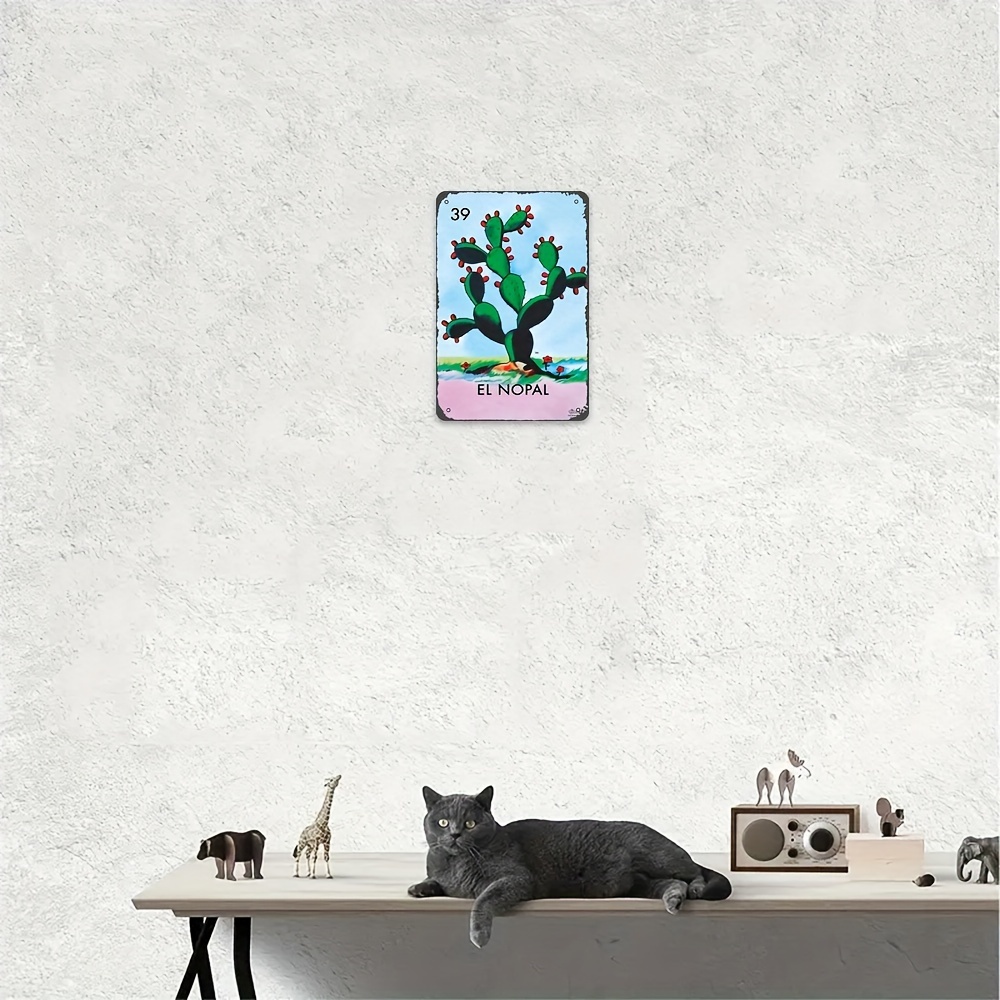 Vintage Mexican Loteria 'El Nopal' Cactus Metal Tin Sign Retro Latin Game  Decor | eBay