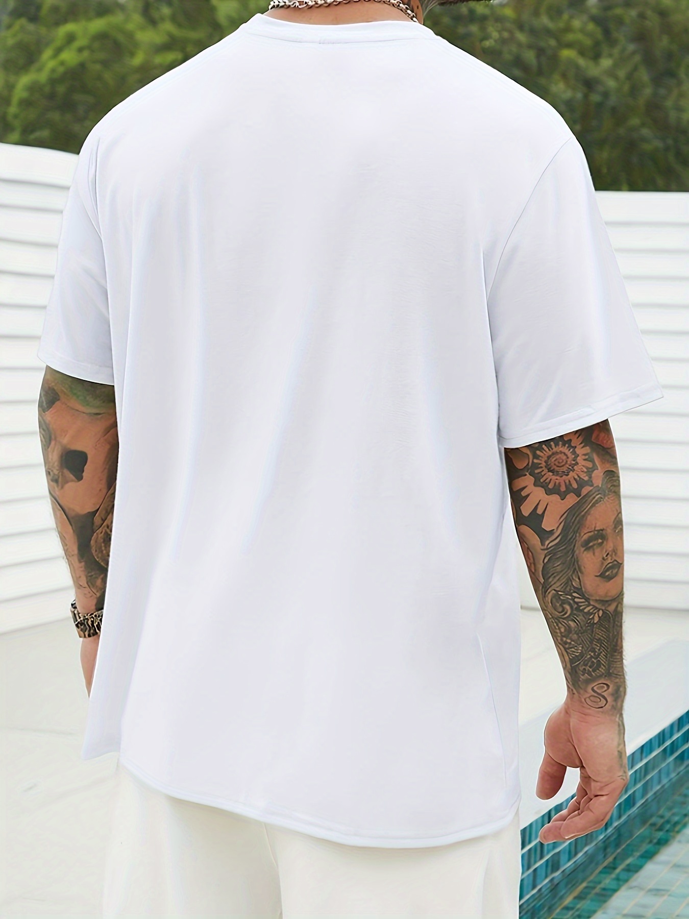 T-shirt estiva da uomo taglie forti in puro cotone, casual, comoda e dalla vestibilità ampia._voghion.com