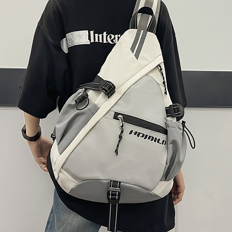 Aesthetic Techwear Triangle Chest Sling Backpack Unisex WaterproofFabric Multi ZipPocketCrossbodyBagLightweightOutdoorCommuteCyclingTravel ShoulderBag_voghion.com