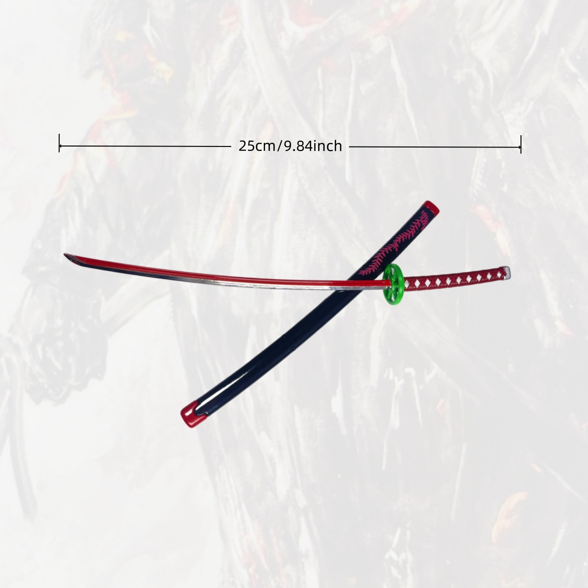 Small red and black damascus-style katana model