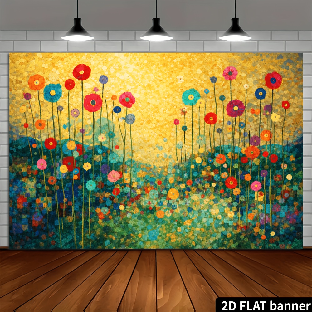 Multicolor Abstract Mosaic Wall Tapestry Warm Yellow Gradient Floral Geometric Hanging Cloth Durable For Indoor Outdoor Party Decor Photo Backdrop_voghion.com