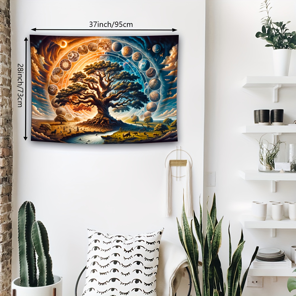 1pc Magnificent Tree Of Life Tapestry Large Size Peach Skin Aesthetic Hanging Tapestry For Bedroom Living Room Office Home Decor With Free Additions_voghion.com