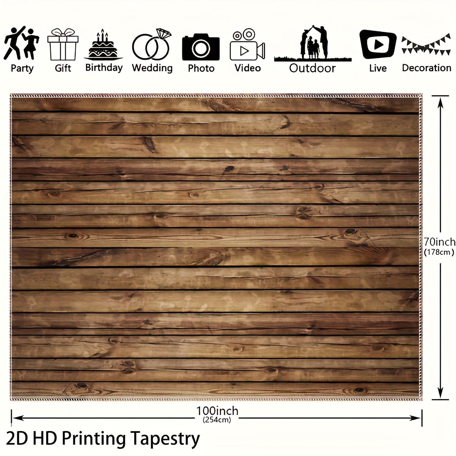 Ultra Large Size- 2D Log Plank Texture Vintage Style Landscape Photo Huge Digital Printing Tapestry, Aesthetic Printing Polyester_voghion.com
