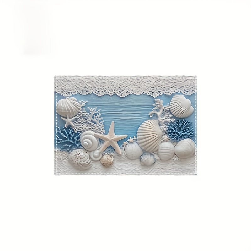 Set van 2/4/6 placemats met zeester- en schelpmotieven, rechthoekig, machinewasbaar, polyester materiaal, beschermt de tafel, geschikt voor_voghion.com