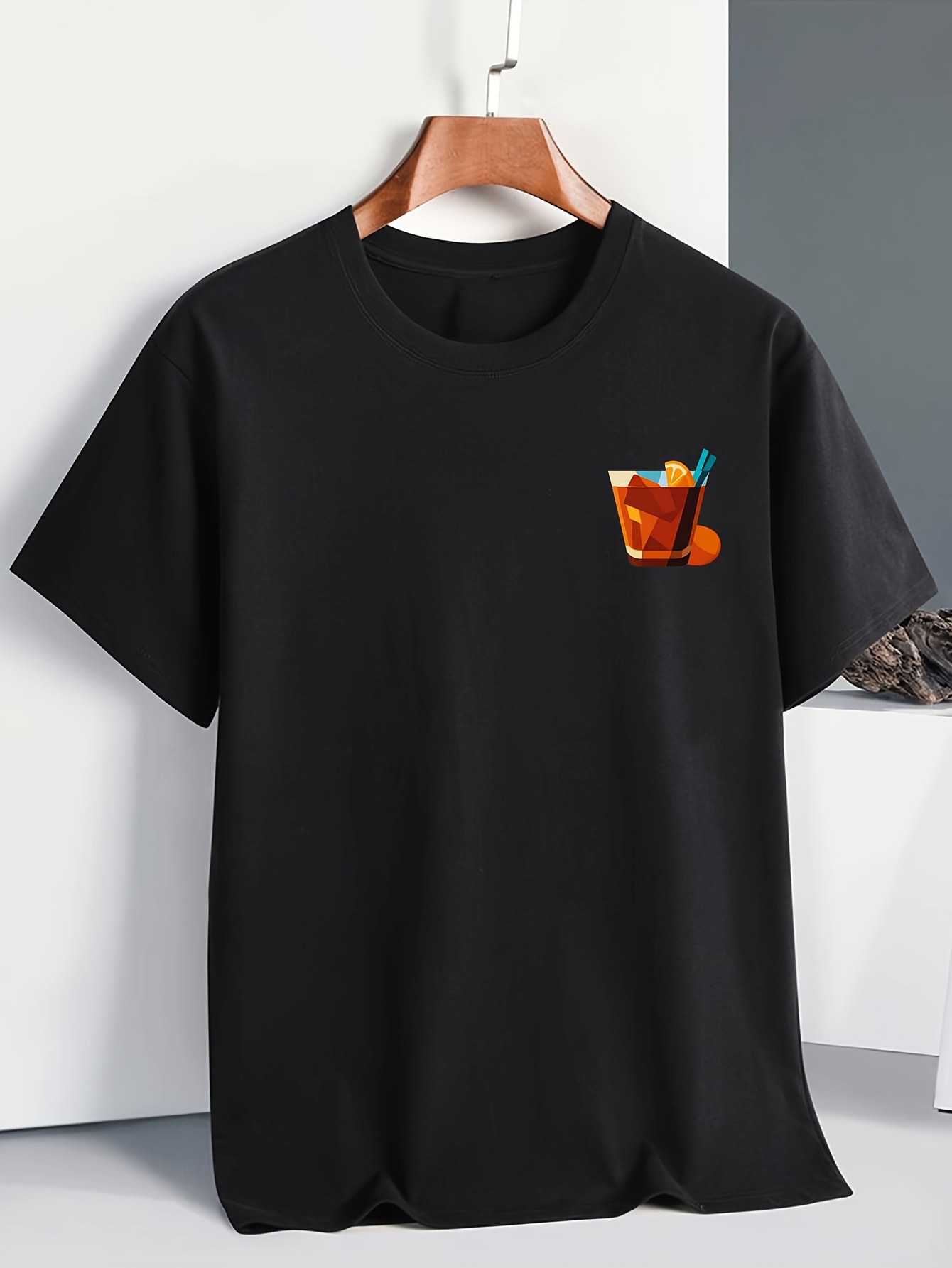 Maglietta Uomo Unisex Cotone 180g Collo Tondo Stampa Negroni Aperitivo Leggera Versatile Pendolarismo Novità Stile Vestibilità Regolare_viptrois.com