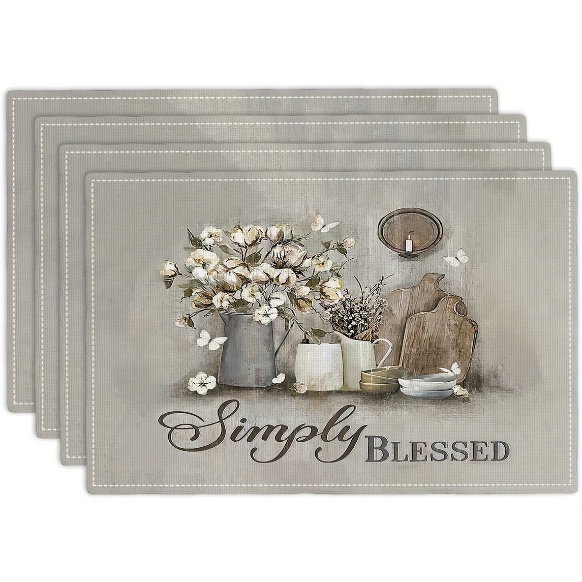 4- oder 6-teiliges Set christlicher Vintage-Vasen-Platzsets, geeignet für Küche, Restaurant, Party, Innen- und Außendekoration, 30,48 x 45,72 cm_voghion.com