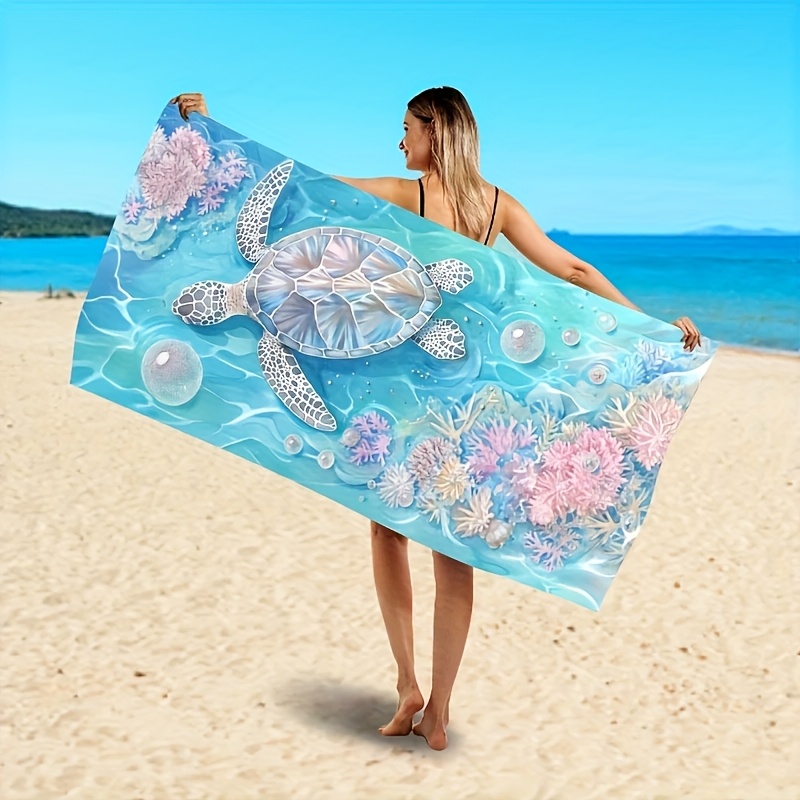 Sand Free Lightweight Extra Large Microfiber Beach Towel Quick Dry Super Absorbent Tropical Sea Turtle Coral Reef Perfect Birthday Valentine Gift_voghion.com