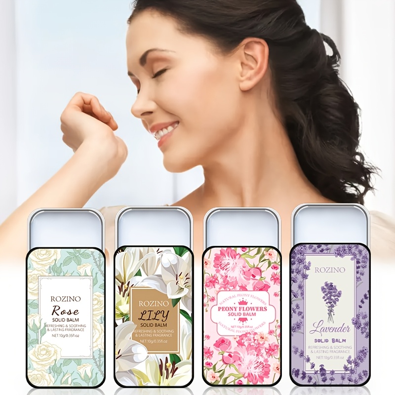 Solid Perfume Set With Floral Scents Lavender Lily Peony Rose_voghion.com