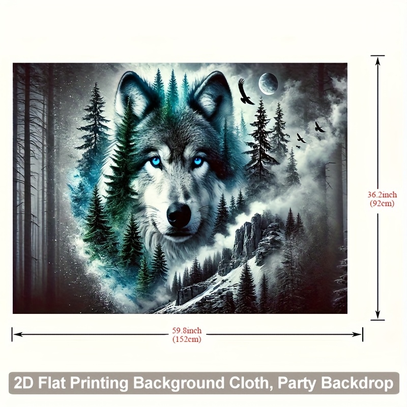 2D Flat Tapestry 2D Backdrop Solitary Wolf In Mysterious Forest Versatile Decor Fabric For Living Room Bedroom Office Home Outdoor Party Wall Decor_voghion.com