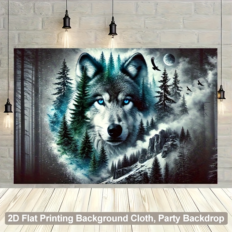 2D Flat Tapestry 2D Backdrop Solitary Wolf In Mysterious Forest Versatile Decor Fabric For Living Room Bedroom Office Home Outdoor Party Wall Decor_voghion.com