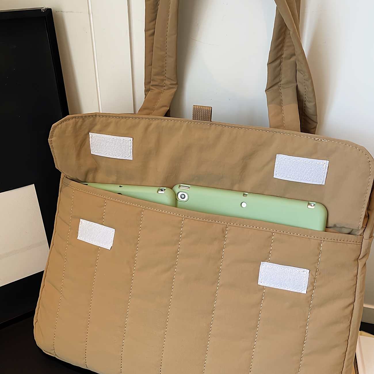 Gesteppte 14-Zoll-Laptoptasche für Damen, großes Fassungsvermögen, mehrere Fächer, ideal für den Alltag und die Arbeit, Schultertasche_voghion.com