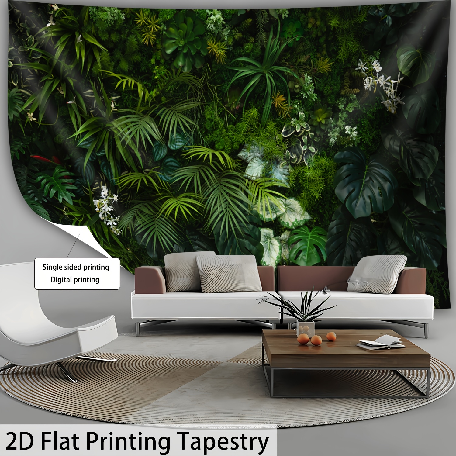 Ultra Large Size- Vibrant Tropical Plants - HD Digital Printing Huge Tapestry- Polyester- Home Decoration- With Free Hanging Clips, 2D Flat_voghion.com
