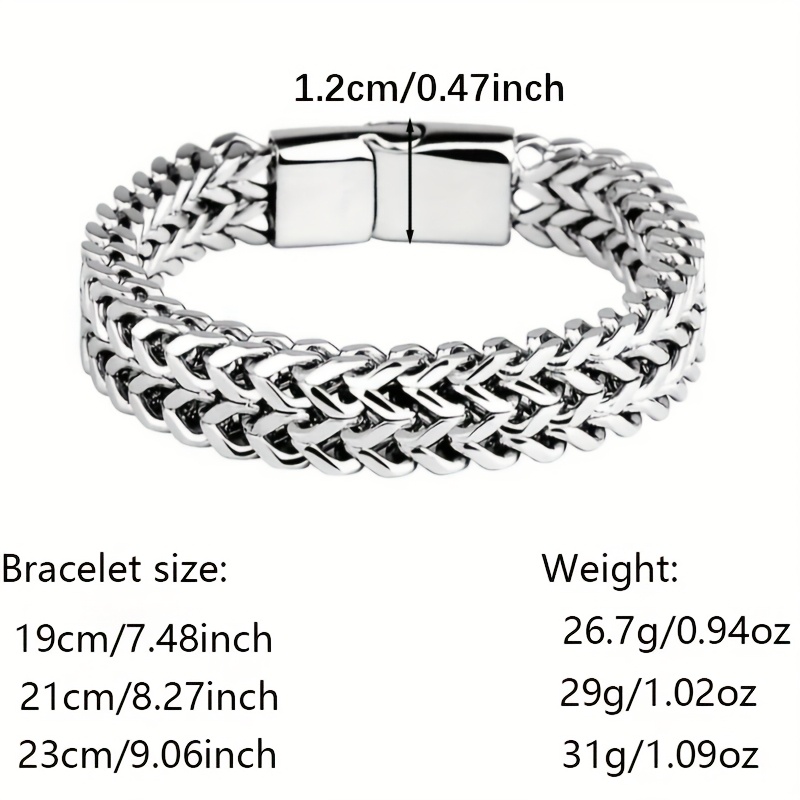 1 Stainless Steel Braided Square Reversible Chain Magnetic Buckle Men's Bracelet_voghion.com