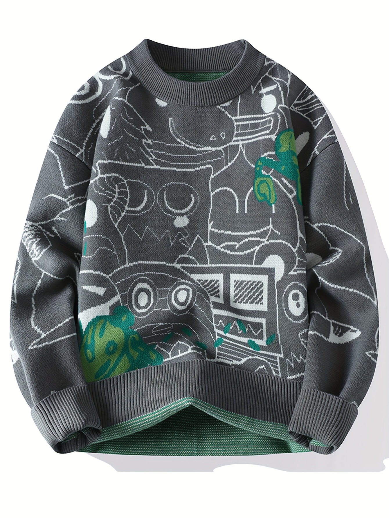 Maglione caldo e spesso in acrilico da uomo, cardigan invernale traspirante lavorato a maglia, adatto per abbigliamento casual, maglione comodo, maglione caldo,_voghion.com