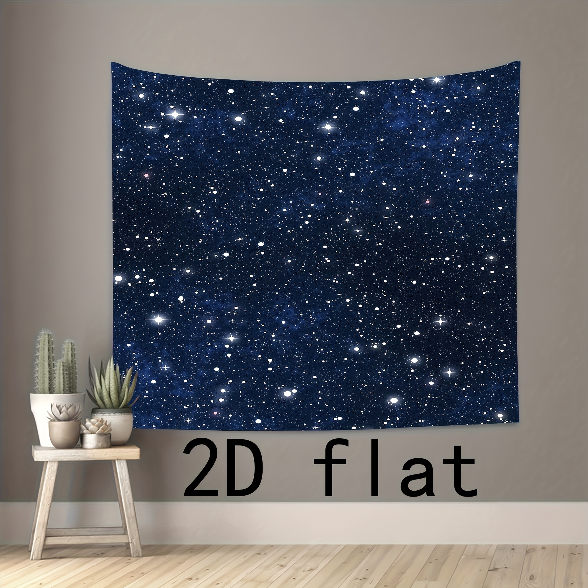 Outer Space Galaxy Tapestry Dark Blue Starry Night Sky Stars Moon Ceiling Fantasy Cosmic Universe Celestial Small Wall Hanging For Bedroom Dorm_voghion.com