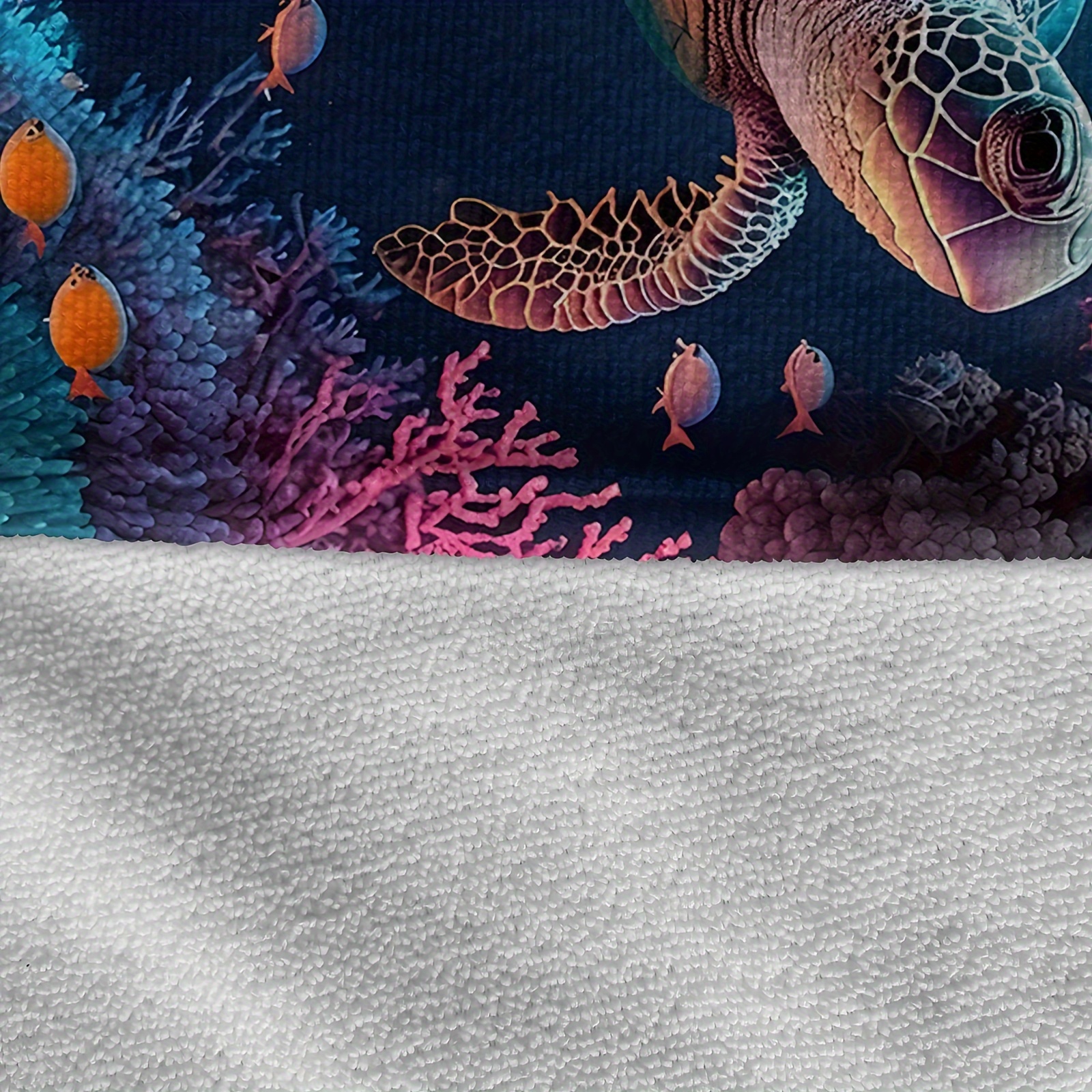 1pc Sea Turtle Printed Quick Drying Absorbent Microfiber Beach Towel Soft Beach Blanket For Outdoor Travel Camping Swimming Yoga Beach Essentials_voghion.com