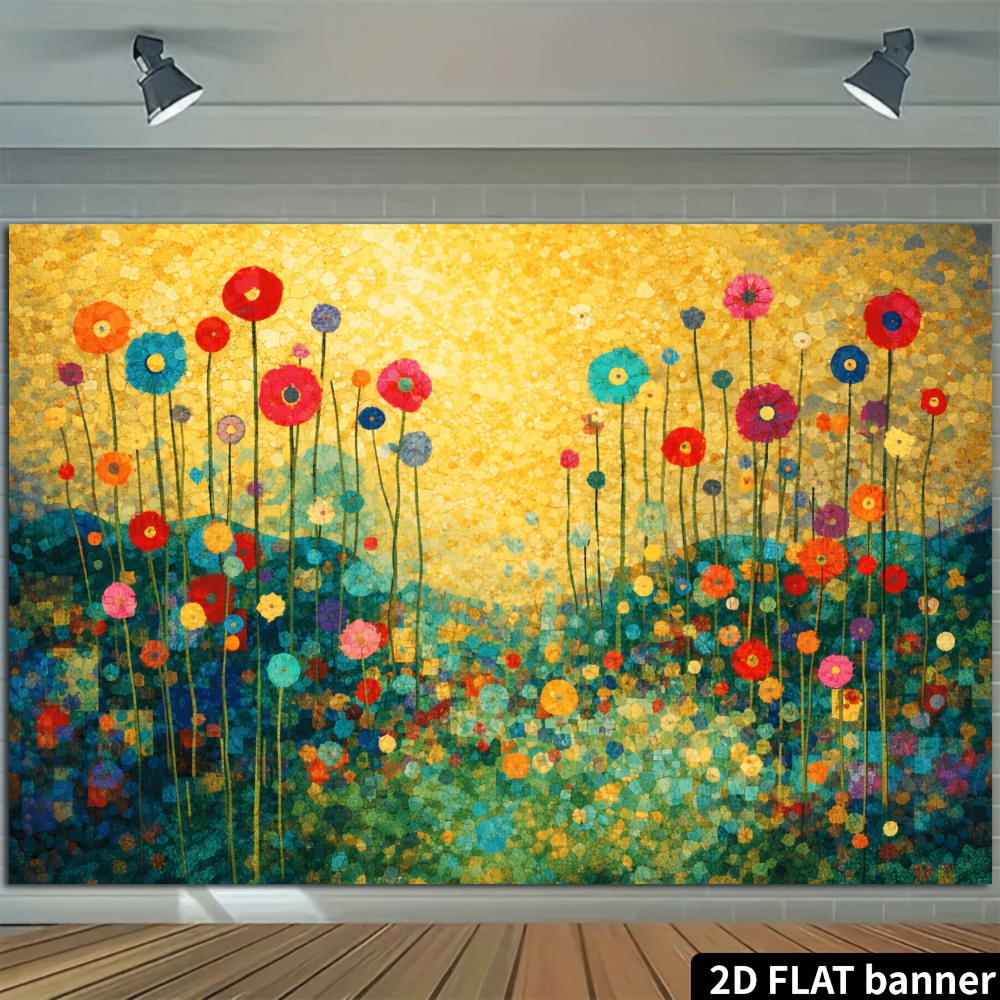 Multicolor Abstract Mosaic Wall Tapestry Warm Yellow Gradient Floral Geometric Hanging Cloth Durable For Indoor Outdoor Party Decor Photo Backdrop_voghion.com